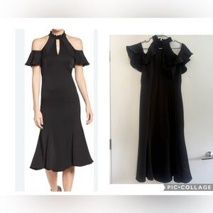 Shoshanna Ruffled Mock Neck Keyhole Cutout Evening Party Dress Size 2